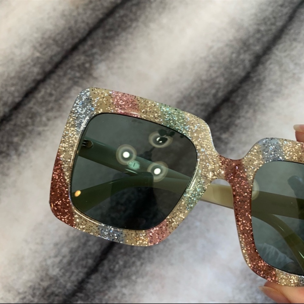 Gucci GG0328S 004 Rainbow Square Sunglasses - Picture 2 of 10